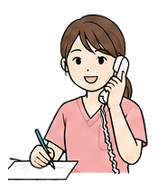 電話で予約を受ける歯科衛生士のイラスト