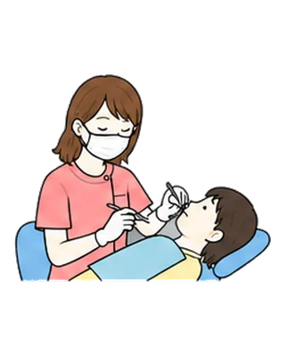歯の治療をする歯科医師のイラスト