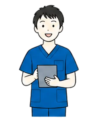 カルテを確認する医師のイラスト